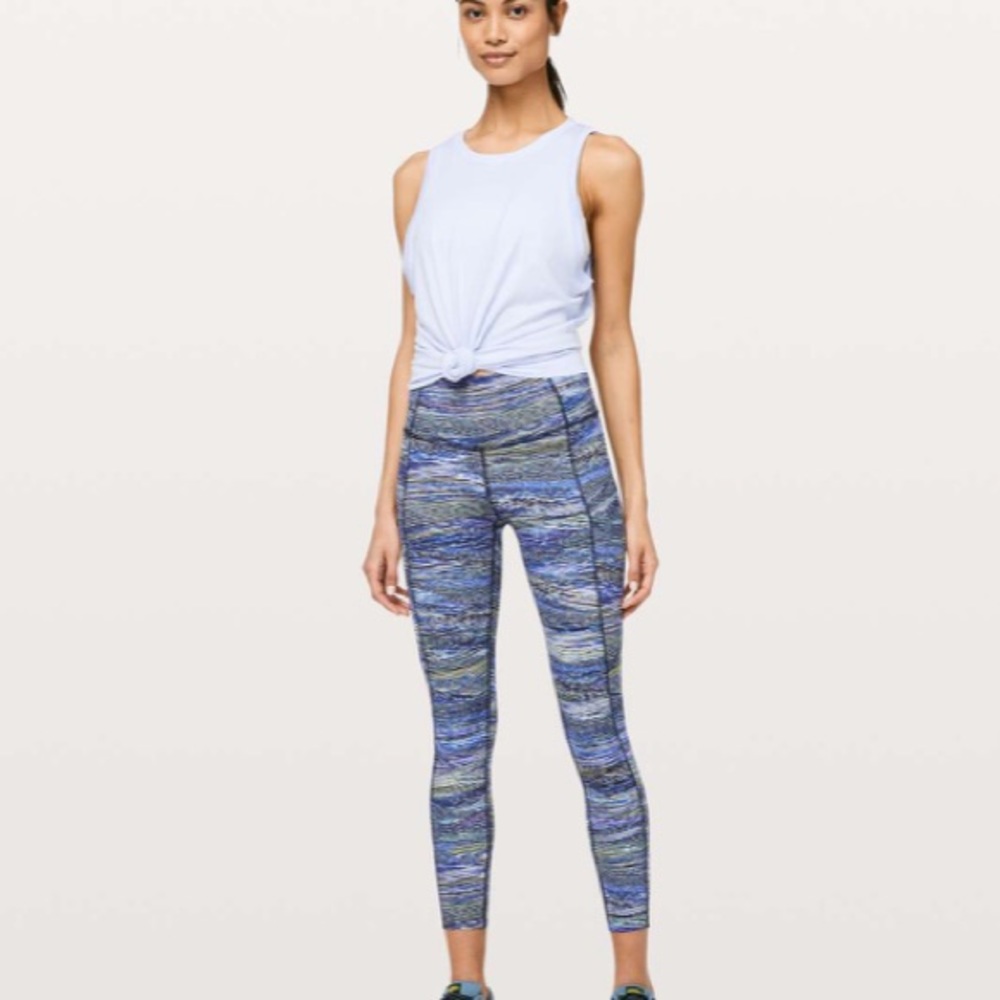 Lululemon Fast and Free Tight II Interconnect Blue Multi Size 6